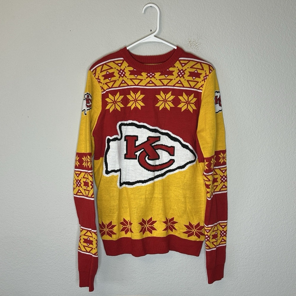 Kansas City Chiefs Ugly Christmas Sweater Men's Size Medium M Knit NFL